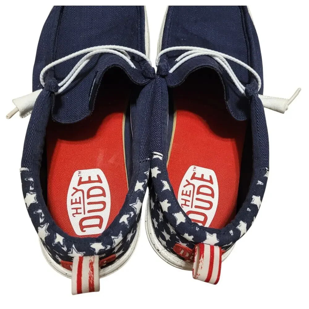 Hey Dude Men's Wally Funk Americana Stars Slip-On Shoes Foam Insole Size 13 EUC